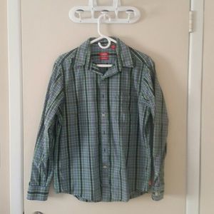 Casual Green Plaid Button Down